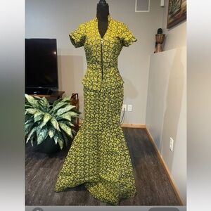 Elegant Yellow Patterned Skirt Set 

G4 0226